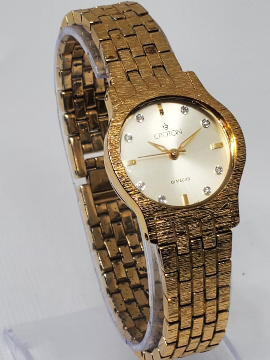 Croton Gold Plated Watch With Diamond Markers, 1990s  display picture 1