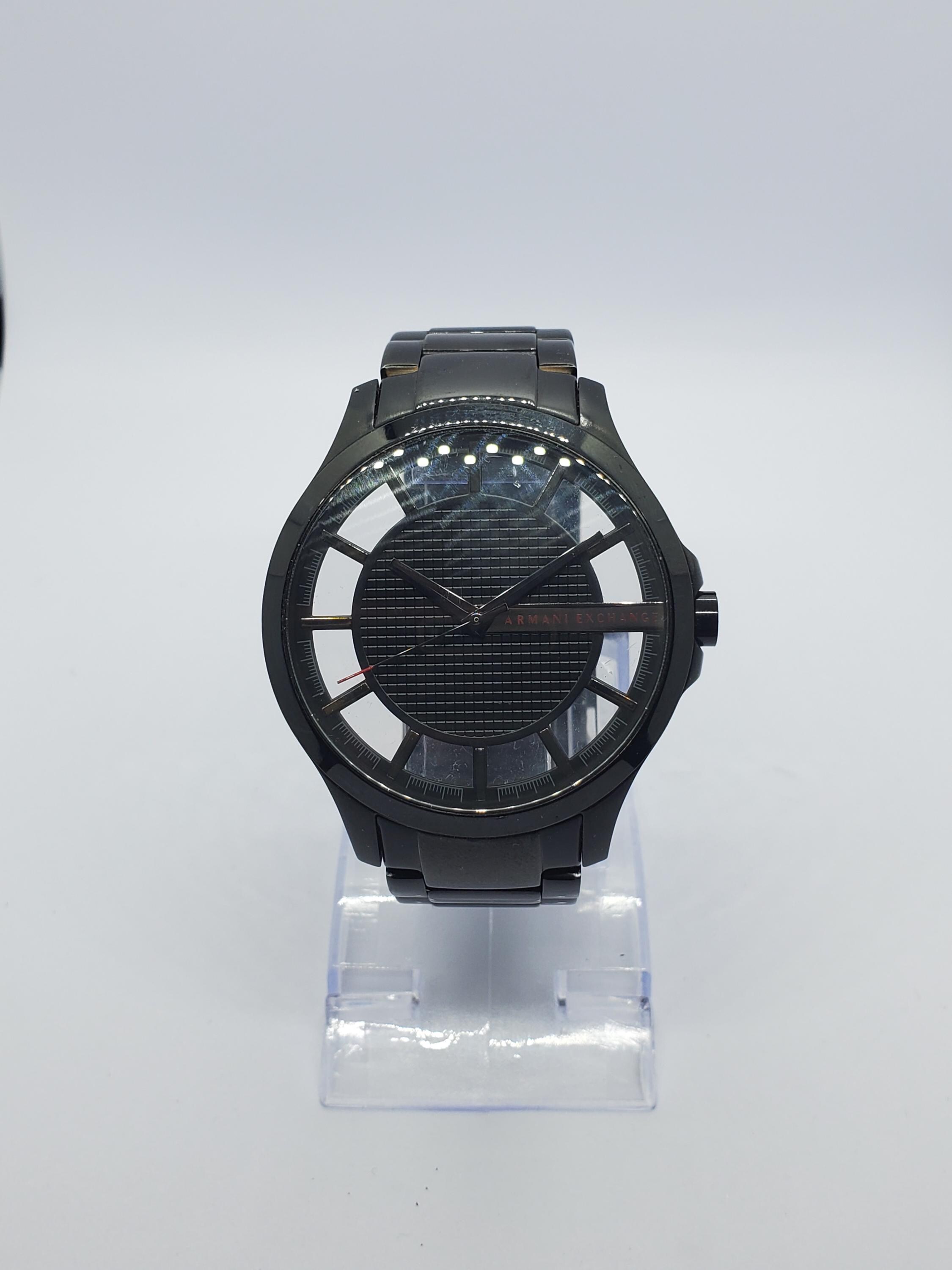 Vintage Armani Exchange AX2187 Black Skeleton Dial Quartz Watch
