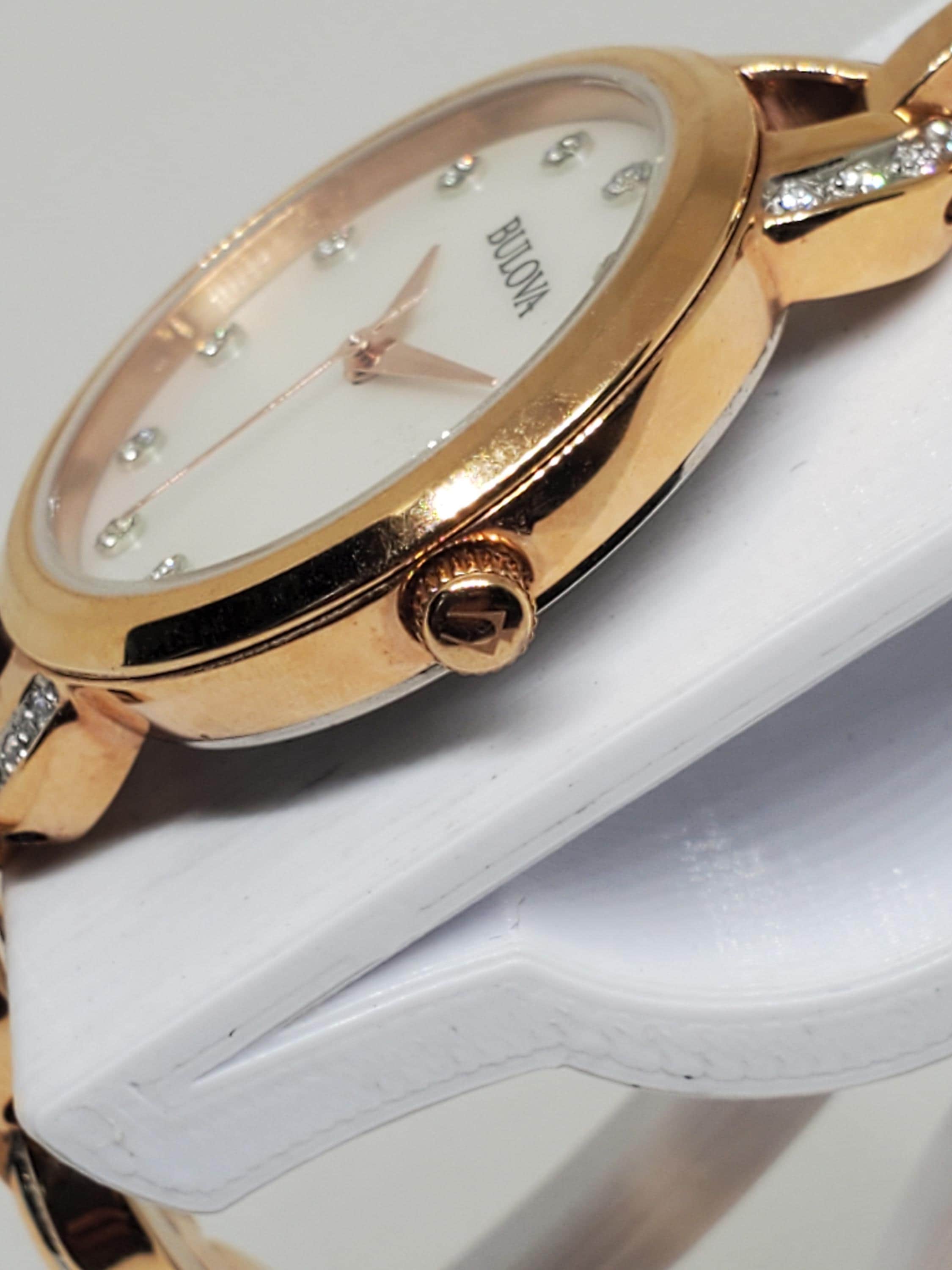 Bulova 98L207 women\'s crystal accented rose gold tone steel MOP dial watch Bulova Crystal 98L207 Rose Gold Women main image 2