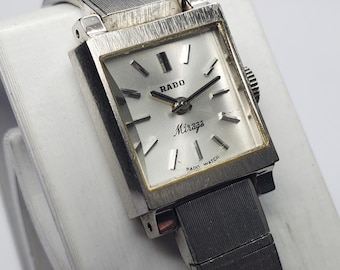 Rado Mirage Square Cut Glass Manual Swiss Watch, 1960s, Working