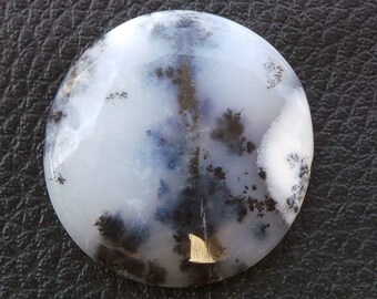 Natural Dendrite Opal Cabochon, Smooth Round Shape Gemstone, 31x31x5 MM,  Best High Quality Loose Gemstone For Making Jewelry.