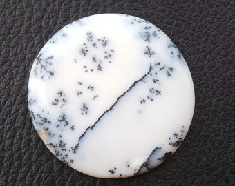 Natural Dendrite Opal Cabochon, Smooth Round Shape Gemstone, 43x43x5 MM,  Best High Quality Loose Gemstone For Making Jewelry.