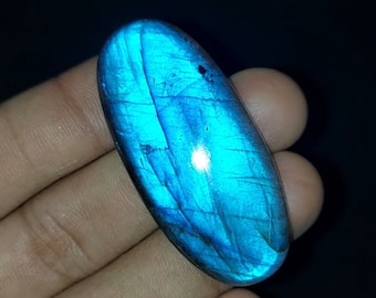 Natural Blue Labradorite Gemstone | Smooth Oval Shape Cabochon | 48x22x6 MM Size | Labradorite  | Loose Gemstone For Making Jewelry.