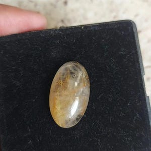 Golden Rutile Cabochon: Smooth Oval Gemstone, 27x15x8mm