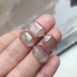 Grey Moonstone Hexagon Cabochon: Step Cut Gemstone, 18mm