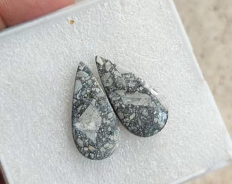 Naturla Maligano Jasper Cabochons: Round Gemstone Pair Rieki Chakra for Jewelry Making