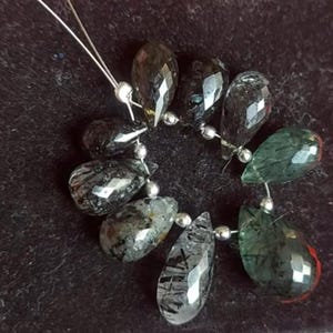 RARE!!! Natural Black Rutile Faceted Drop Shape Cabochon Briolette 10-17 MM Size, Best High Quality Loose Gemstone Beads For Making Jewelry.