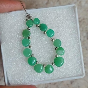 Natural Chrysoprase Smooth Heart Shape Cabochon Briolette 5-7 MM Size, Best High Quality Loose Gemstone Beads For Making Jewelry.