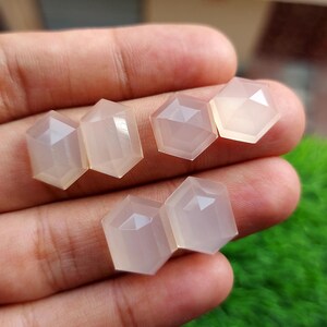 3 Pairs Of Natural Pink Chalcedony Fancy Shape Step Cut Loose Gemstone CabochonBirthstone Pendant Crystal for Meditation For Making Jewelry