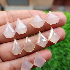 5 Pairs Of Natural Pink Chalcedony Fancy Shape Step Cut Loose Gemstone CabochonBirthstone Pendant Crystal for Meditation For Making Jewelry