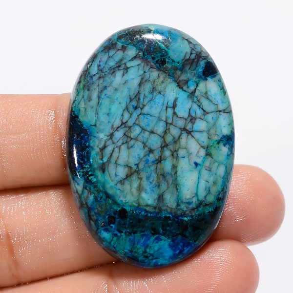 Fantastic Top Grade Quality 100% Natural Shattuckite Oval Shape Cabochon Loose Gemstone For Making Jewelry 71 Ct. 39X27X6 mm F-780
