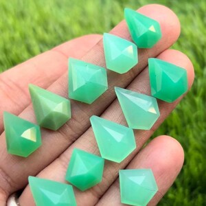 Natural Chrysoprase One Side Step Cut Fancy Shape Cabochon 12-16 MM Size, Best High Quality Loose Gemstone Beads For Making Jewelry.
