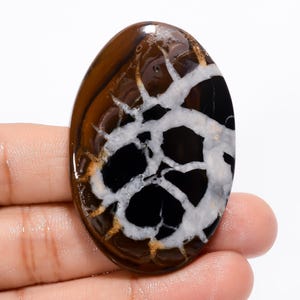 Septarian Cabochon: Natural Oval Gemstone for Jewelry Making (61X33X6 mm)