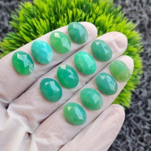 Natural Chrysoprase One Side Rose Cut Oval Shape Cabochon 14X10 MM Size, Best High Quality Loose Gemstone Beads For Making Jewelry.