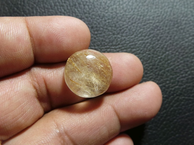 Natural Golden Rutile Smooth Round Shape Cabochon 18x18x7 MM Size Best High Quality Golden Rutile Gemstone For Jewelry Making.