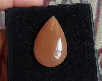 Peach Moonstone Pear Cabochon: Natural Gemstone for Jewelry Making (35x23x6 mm