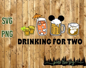 Drinking for Two - Disneyland - SVG, PNG, PDF - Instant Download