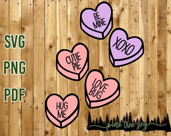 Valentine Conversation Hearts - Instant Download - SVG PNG PDF