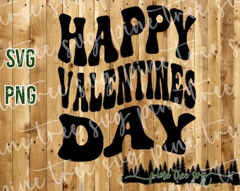 Retro Happy Valentines Day - SVG - PNG - Instant Download