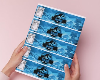 Jurassic Park Water Bottle Custom Label Canva Template - Instant Access - Template Only