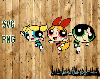 Powerpuff Girls - Blossom - Bubbles - Buttercup - SVG - PNG - Instant Download