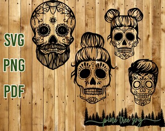 Skull Family - SVG PNG PDF - Instant Download