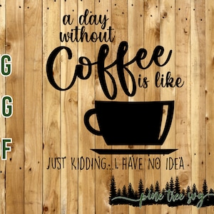 Een dag zonder koffie is, grapje... ik heb geen idee - SVG, PNG, PDF - Direct downloaden