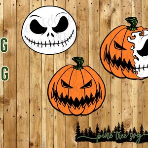 Jack Skellington Cara de Calabaza - SVG, PNG - Descarga instantánea