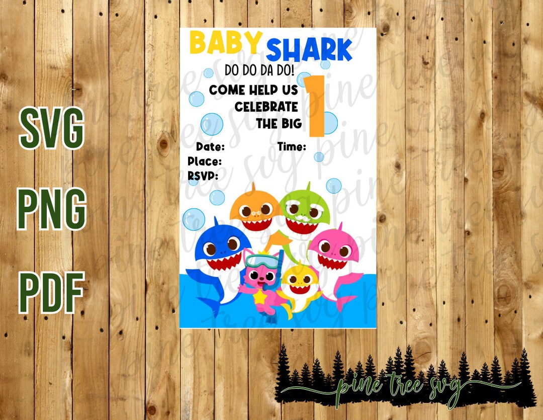 Kids Shark Party Invitation - Printable PNG &amp; PDF File - Instant ...