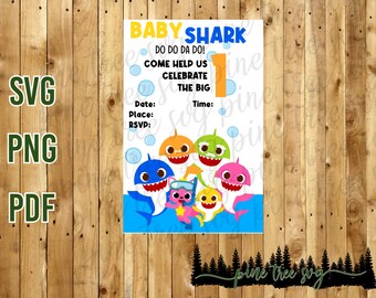 Kids Shark Party Invitation - Printable PNG & PDF File - Instant Download