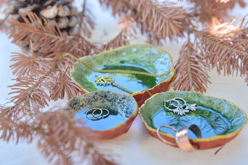 Mother/'s Day Birthday Gift Jewellery Bowl Forest Clay /& Epoxy Resin Decorative Bowl Home Deco Trinket dish