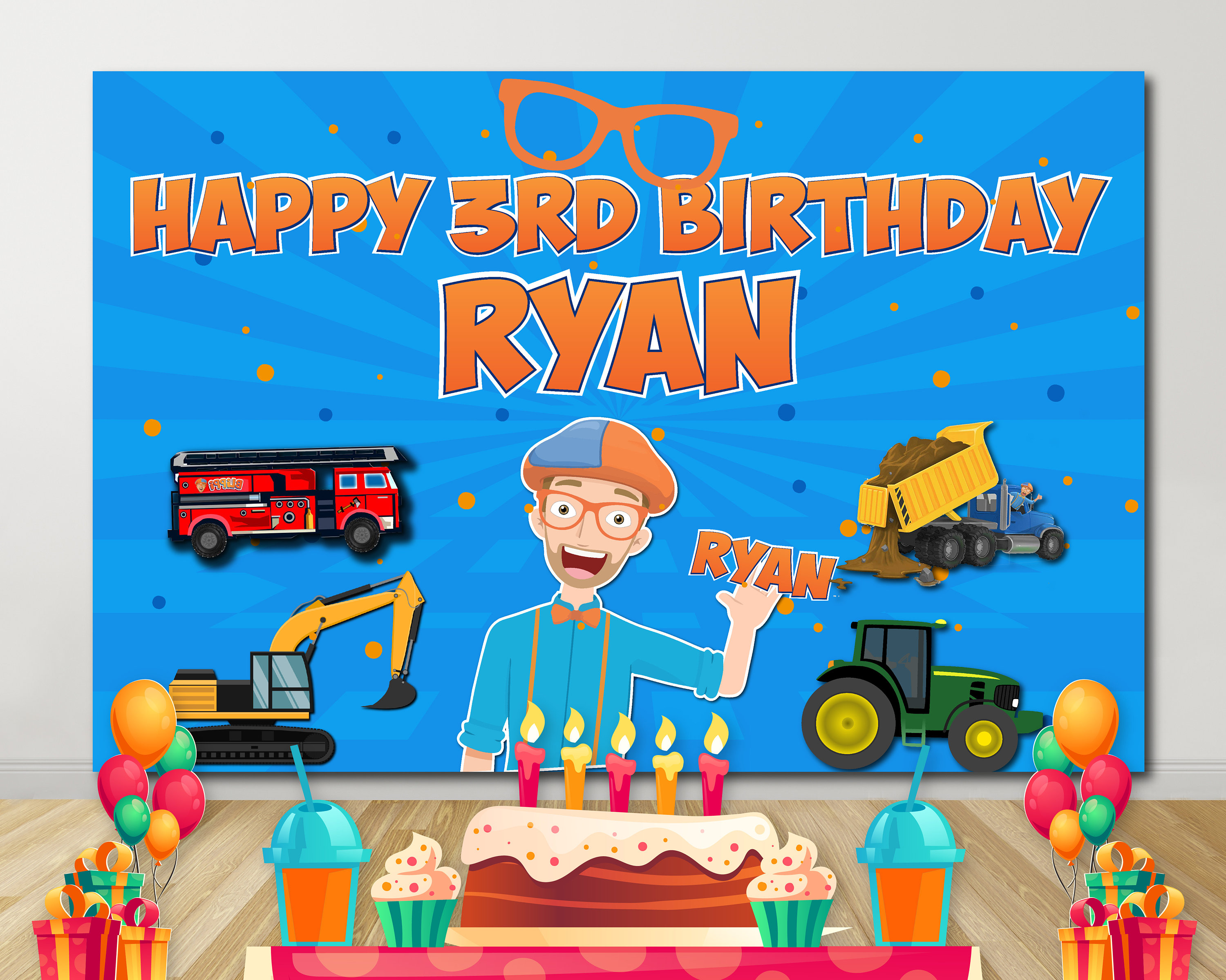 Blippi Birthday backdrop Blippi Decoration Blippi Backdrop | Etsy