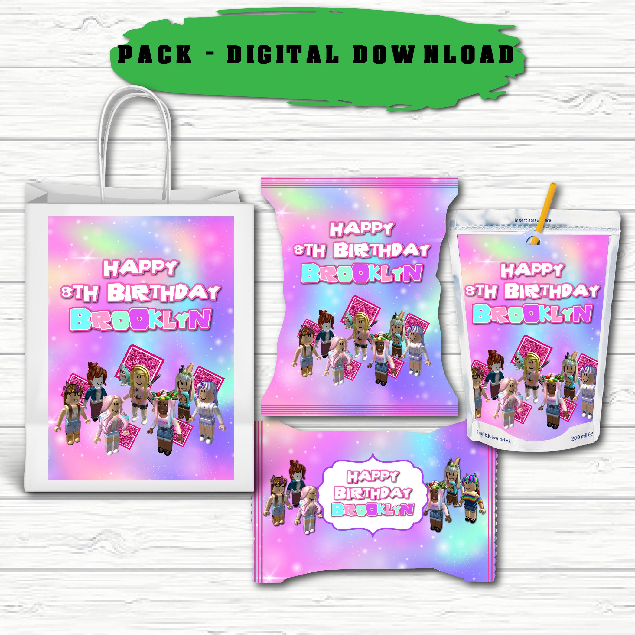 Roblox Girl Party Pack Roblox Girl Party Favors Roblox Etsy