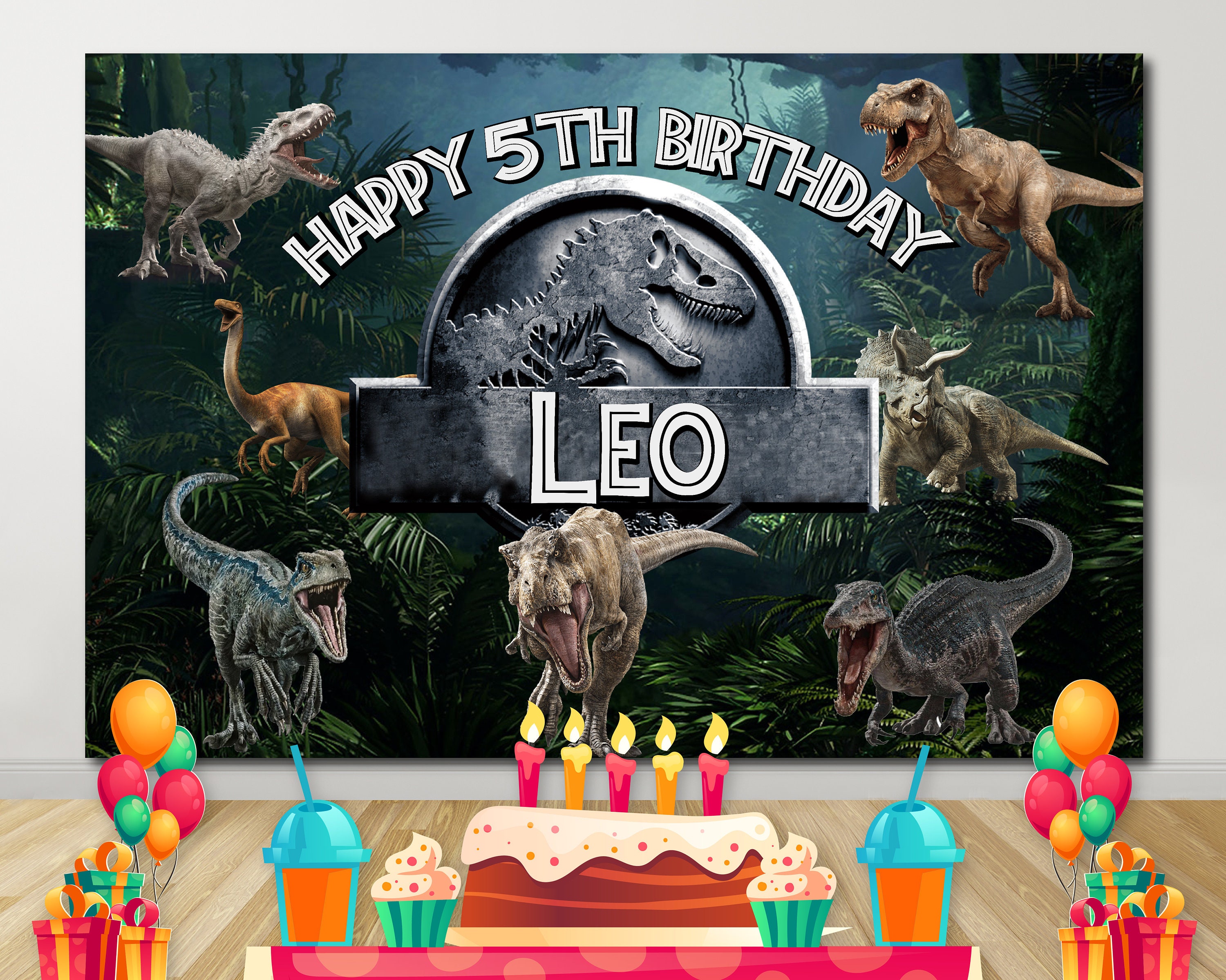 Jurassic World Birthday backdrop Jurassic World Decoration Etsy