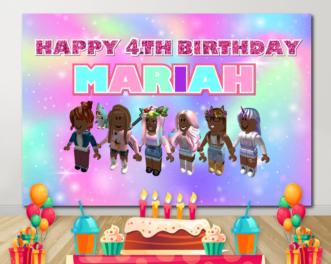 African Roblox Girl Birthday backdrop African Roblox Girl Etsy