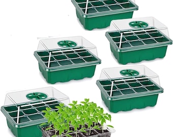 Seed Seedling Starter Trays with Adjustable lids 5 Pack 60 Cells