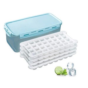 Ice Cube Moulds Trays Ice Easy Release 3.3L Ice Storage Box + 4 Trays Ice Mold