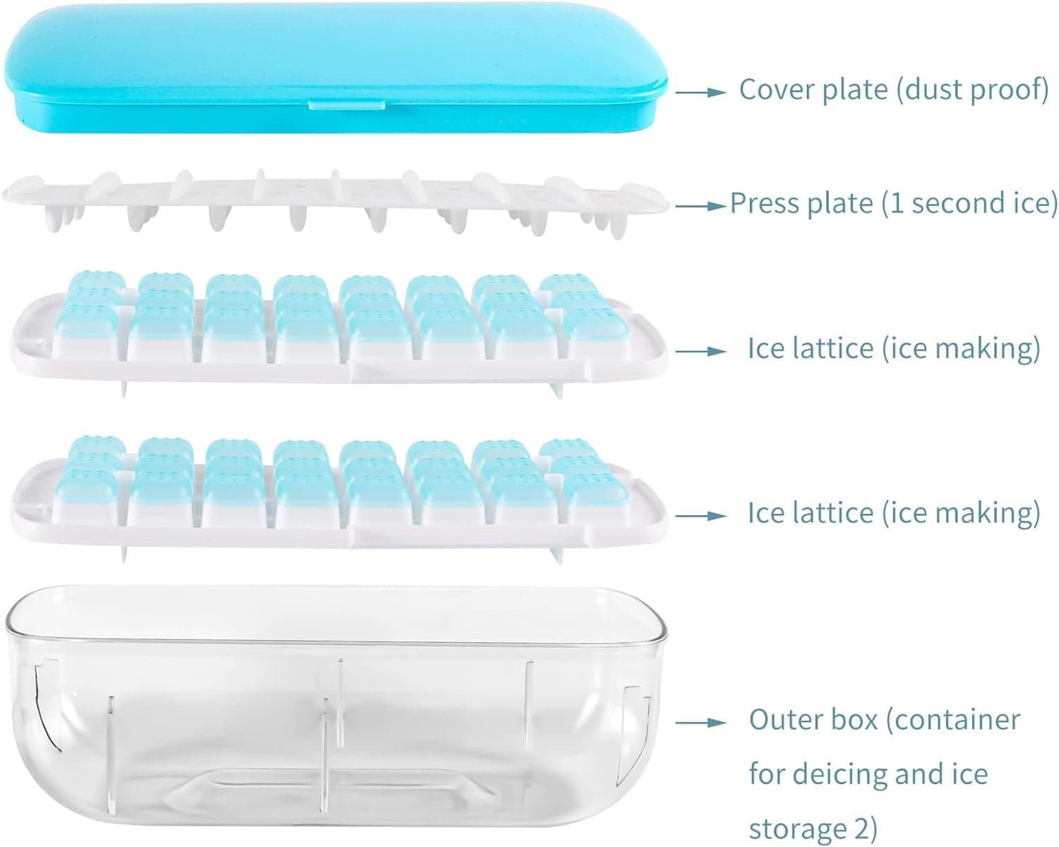 Ice Cube Tray With Lid &bin Press Type Ice Maker Silicone Ice Tray Tong and  Scoop 