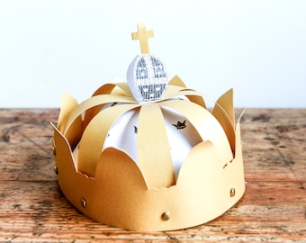 Golden Crown - Make your own paper helmet with this instant download template