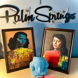 Framed Tretchikoff Prints. Miss. Wong & Chinese Blue Lady. Midcentury Modern, Tiki, Vintage, Retro Style.