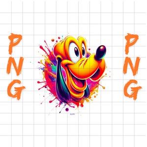 Pluto Splash Art Portrait Png, Colorful Disney Clipart, Vibrant Digital Art File for Sublimation, Instant Download for DIY Crafts