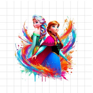 Elsa Png, Frozen Sisters Clipart, Frozen Png Tshirt Design, Disney Princess Art, Digital File, Instant Download, Sublimation