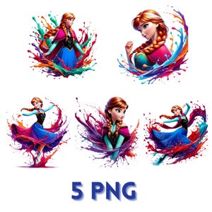 Frozen Anna Clipart: Vibrant Splash Illustration (Digital File)