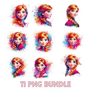 Anna Frozen Art: Watercolor Splash PNG Clipart (Digital File)