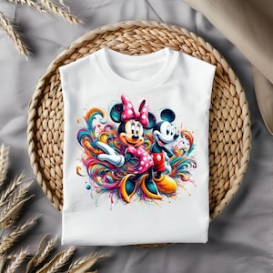 7 Mickey and Minnie Mouse Splash PNG Bundle, Vibrant Digital Art, 2000x2000 Transparent Background, High Resolution, Instant Download