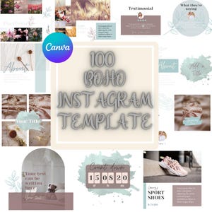 Boho Instagram Templates: Neutral Social Media Kit (Canva)