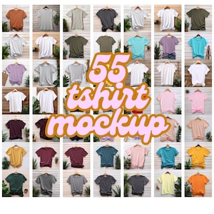30+ Colors Bella Canvas 3001 Mockups - T-Shirt Mockup Bundle - Bella Canvas 3001 Boho Style Mockups - Best Model Shirt Mockup Collection