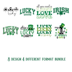 8 St. Patrick’s Day Bundle – PNG SVG Designs, Shamrock Clipart, Lucky Clover, Irish Sublimation, Leprechaun Hat, St. Patrick’s Cut Files