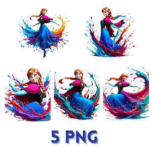 5 Anna Png, Frozen Sisters Clipart, Frozen Png Tshirt Design, Disney Princess Art, Digital File, Instant Download, Sublimation