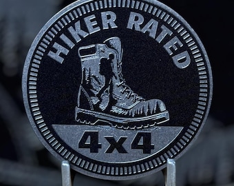 Hiker Rated - Unique Metal 4x4 Badges Crafted by Custom4x4Badges
